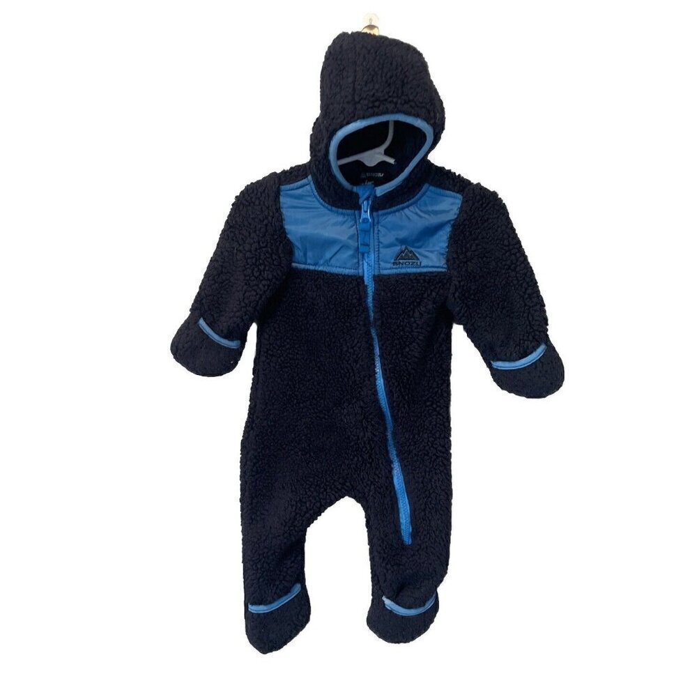Snozu Fleece Cozy, Bunting Snowsuit, One Piece, Hooded, Toddler 3-6 Months Blue